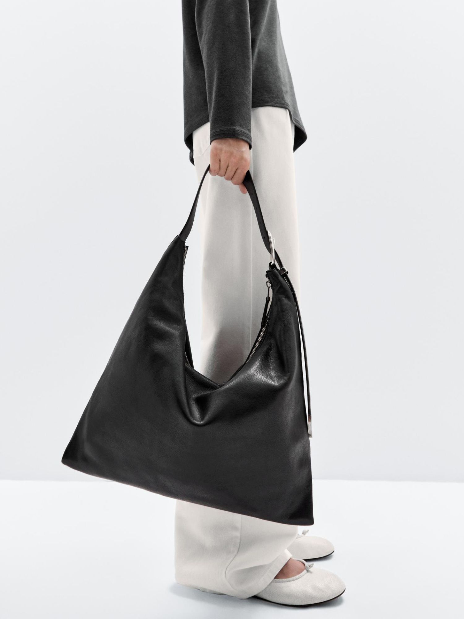 Massimo Dutti Nappa Leather Maxi Bag