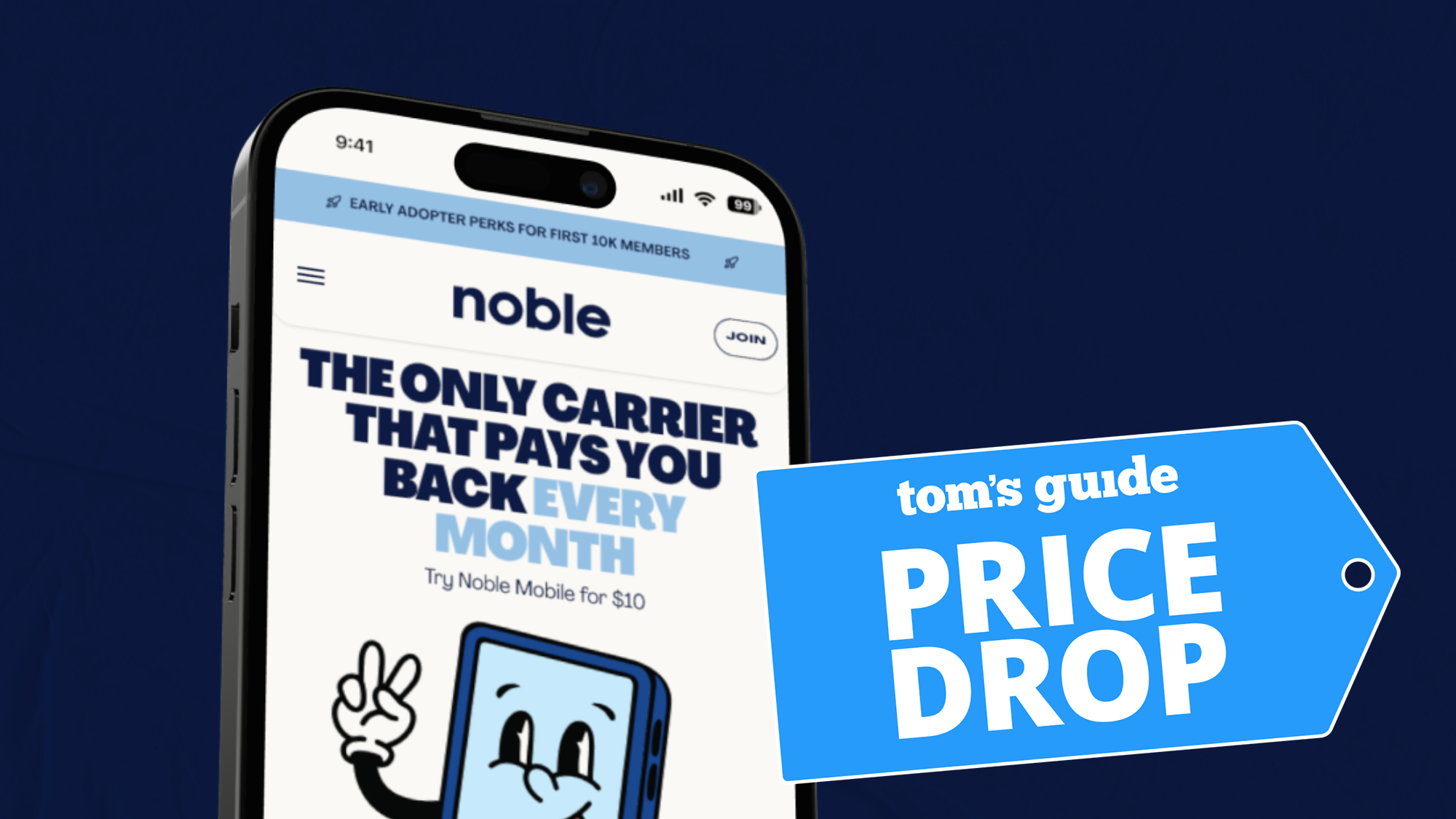 Noble website on a smartphone