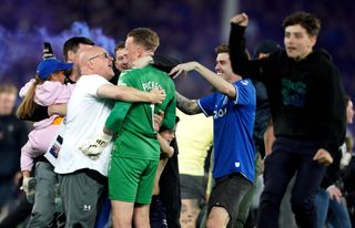 Fans ran onto the pitch after Dominic Calvert-Lewin's winner