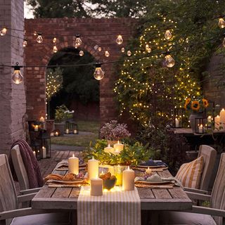 outdoor with table and chair and candle