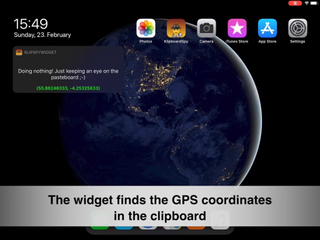 Esta widget puede encontrar coordenadas GPS almacenadas en las imágenes que copies al clipboard.