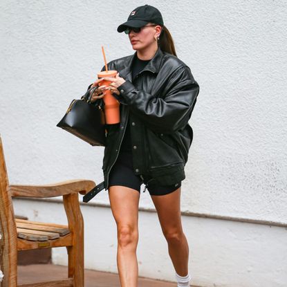 Hailey Bieber on a walk