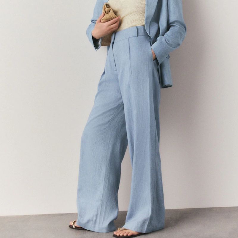 Image of blue linen trousers