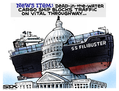 Political Cartoon U.S. suez ship&nbsp;senate filibuster