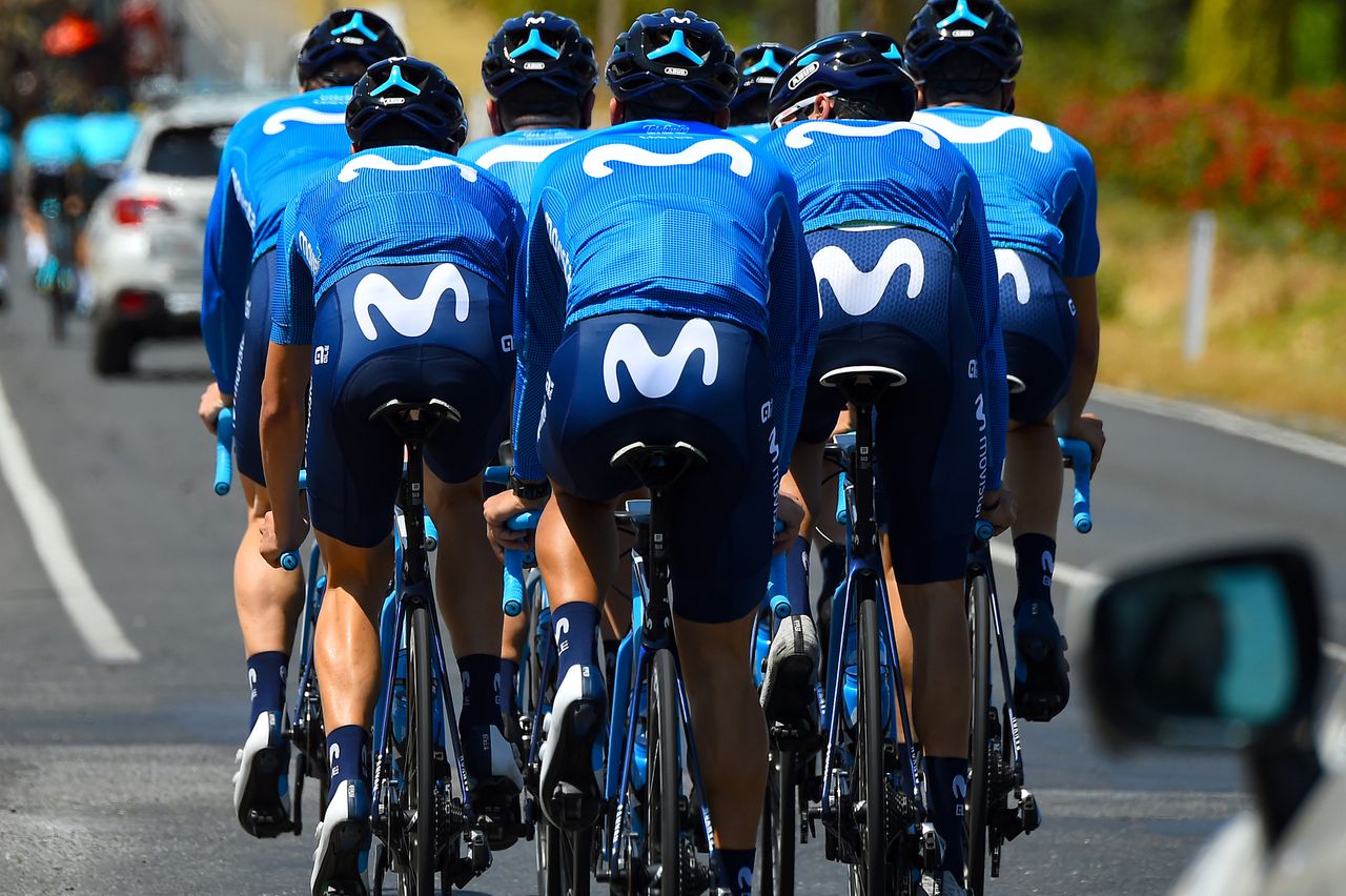Movistar train ahead of the Tour Down Under