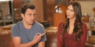 Jake Johnson and Megan Fox as Nick Miller and Reagan in New Girl