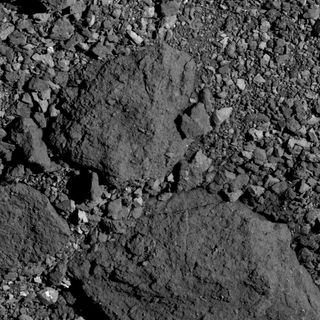 An image from late in OSIRIS-REx's Baseball Diamond phase shows a boulder field on the surface of the southern hemisphere of the asteroid Bennu.