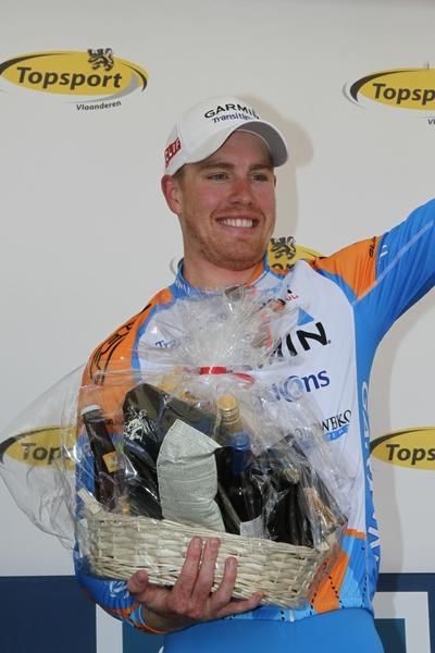 Garmin-Transitions rider Tylar Farrar gets some goodies for his efforts.