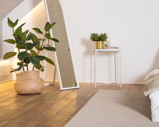ficus plant in a Scandi style bedroom