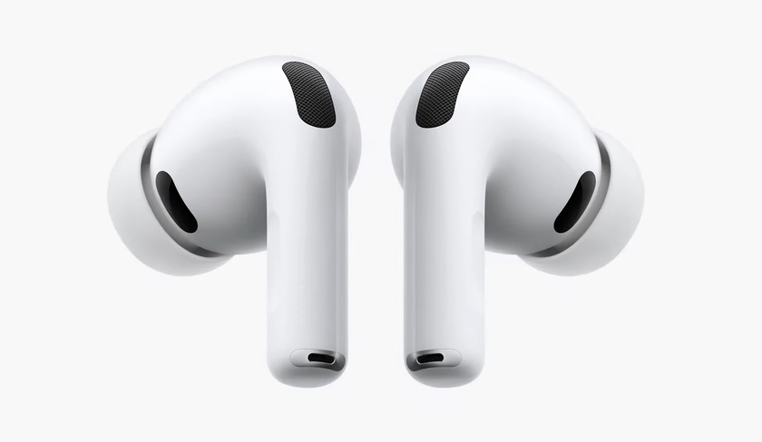 AirPods Pro 3 earbuds in white on a white background