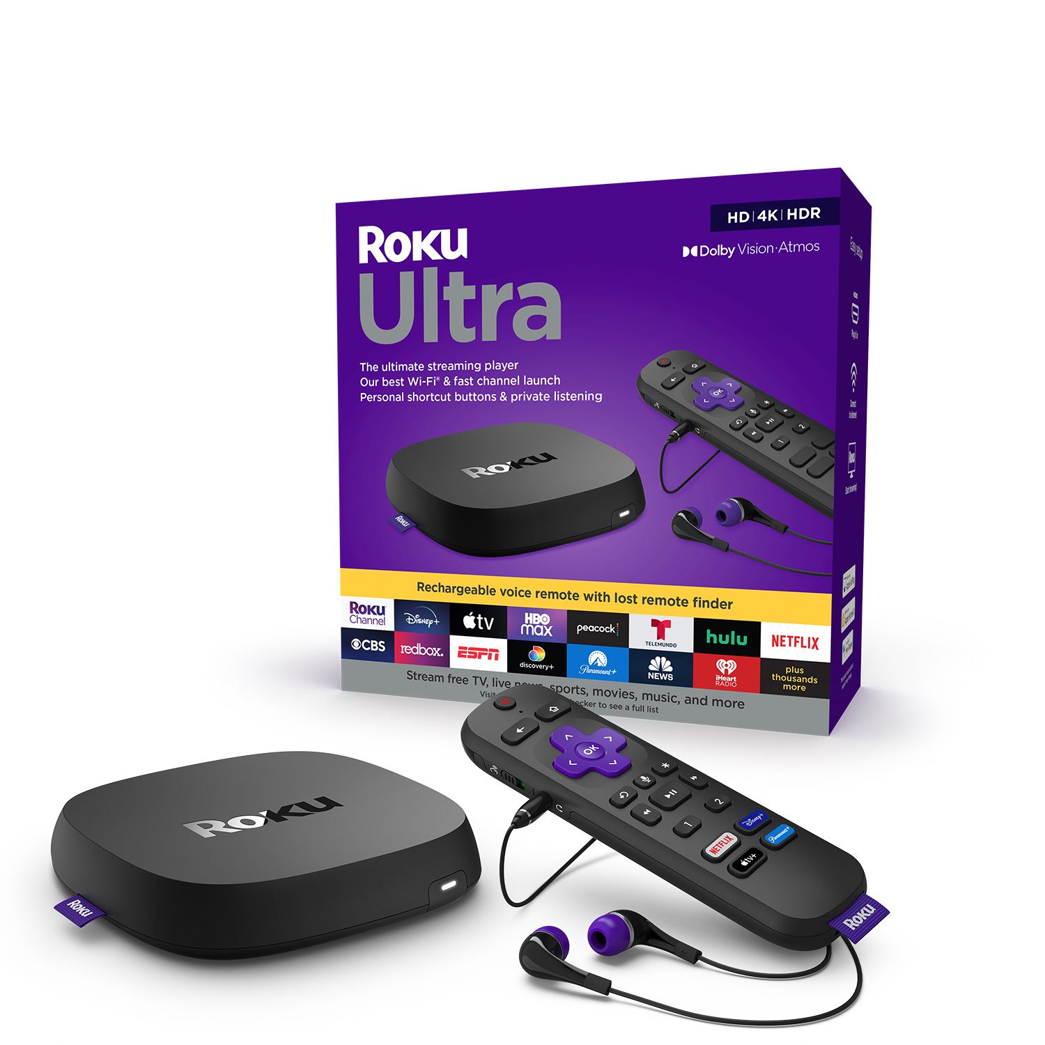 Roku Bundles Ultra Streaming Player with Rechargeable Voice Remote Pro ...