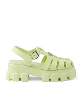 Prada Green Rubber Platform Sandals 55 | Harrods Uk