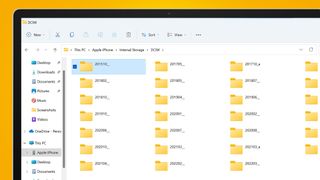 A Windows laptop screen showing photo folders