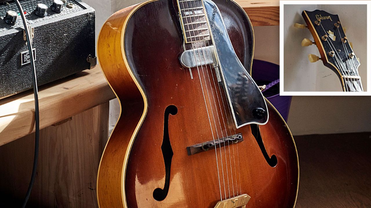 Fitted with a 1946 DeArmond Guitar Mike &lsquo;monkey on a stick&rsquo; pickup, used by Adrian for his various guitar quartet and duet projects