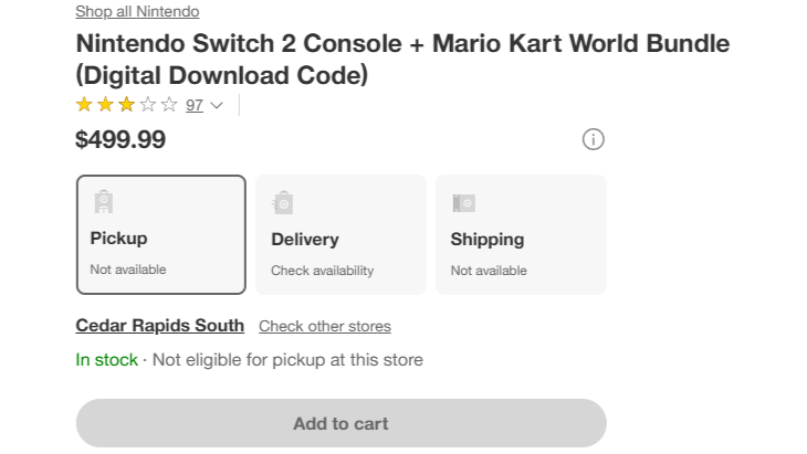 Nintendo Switch 2 stock at Target