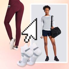 collage of women's workout clothes on amazon