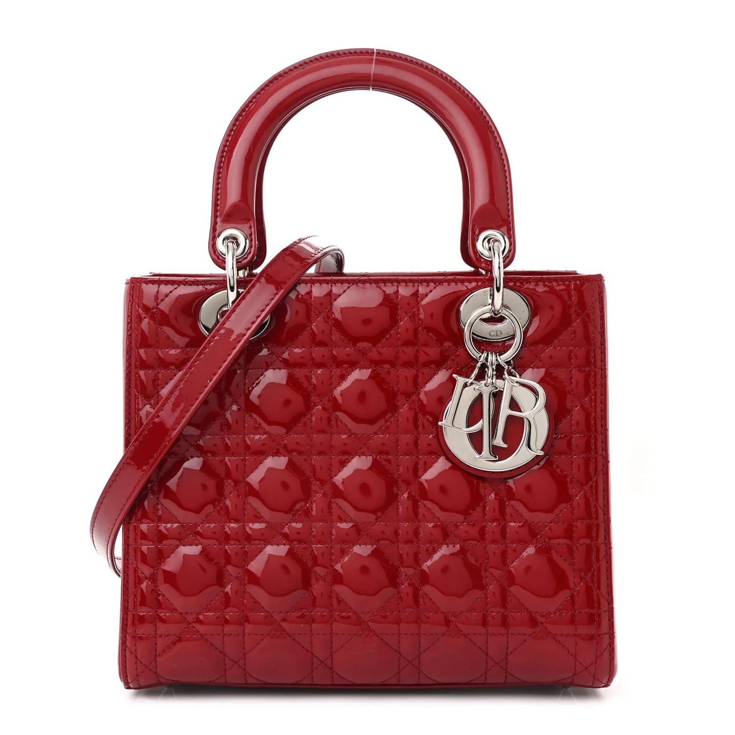 Christian Dior, Patent Cannage Medium Lady Dior Red