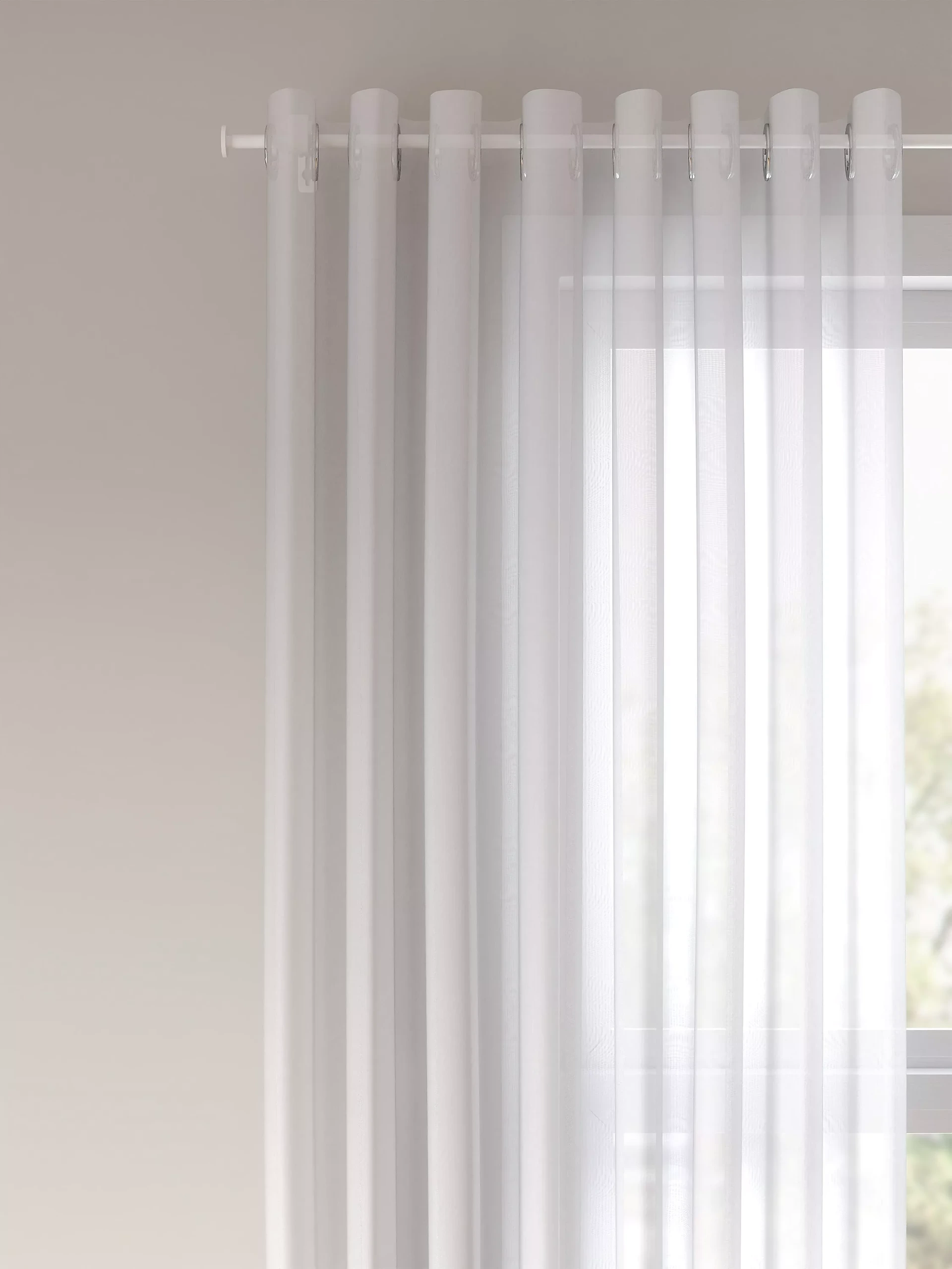 John Lewis Eyelet Voile Panel, White