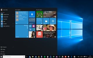 A screenshot of the Windows 10 desktop showing the Start Menu open