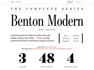 The Benton Modern sample site demonstrates responsive type pushed to its limits