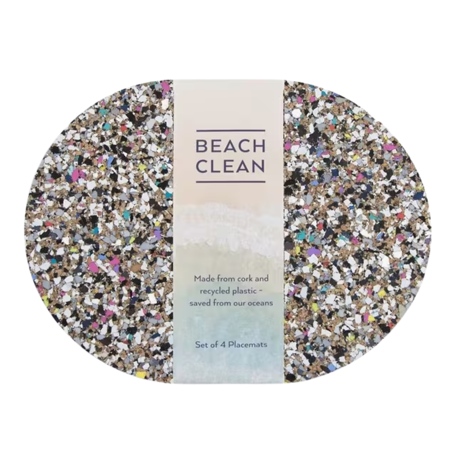 A colorful terrazzo-style placemat
