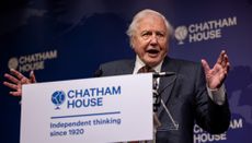 David Attenborough delivers a speech as he receives the Chatham House Centenary Lifetime Award in 2021