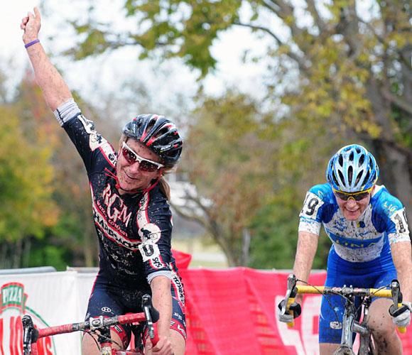 Amy Dombroski (Richard Sachs-RGM Watches) wins a hard fought sprint for second place.