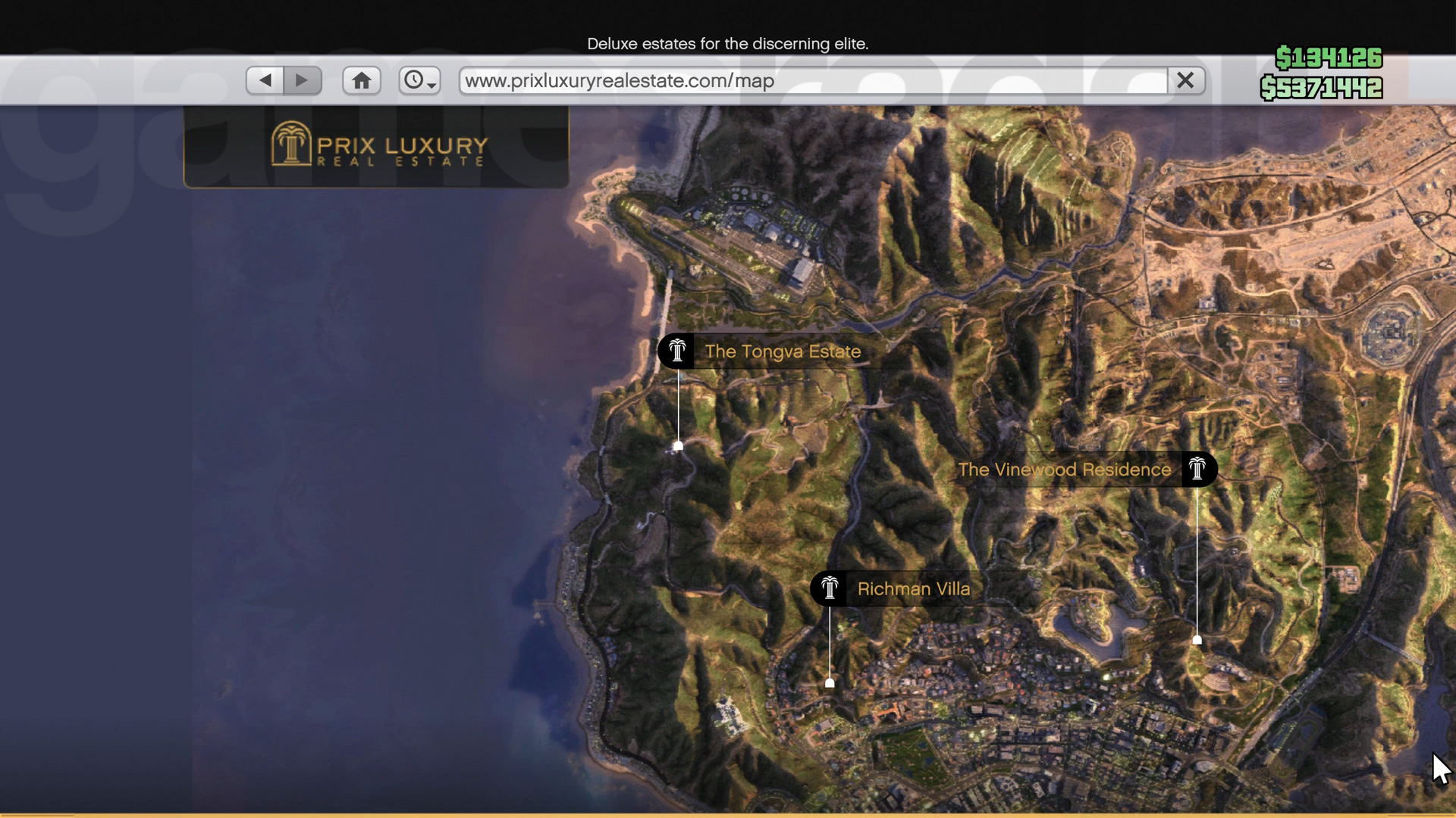 Buying GTA Online Mansions through the Prix Luxury Real Estate Website