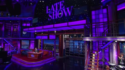 The Late Show studio turns purple for Prince