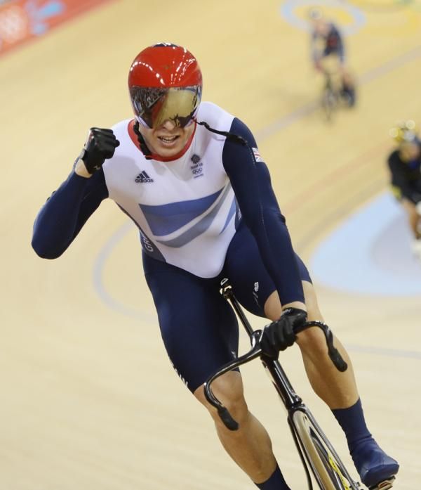 Chris Hoy (Great Britain) wins the men's Olympic keirin