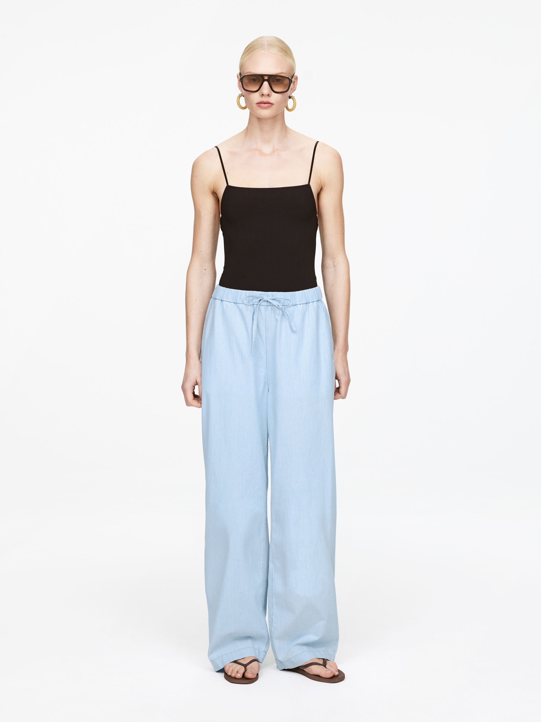 Light Denim Drawstring Trousers 
 Blue 
 Women 
 Arket Gb