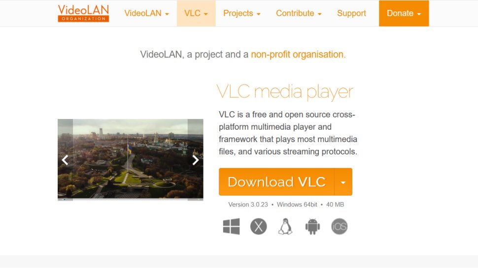 VLC Media Player website screenshot (March 2026).