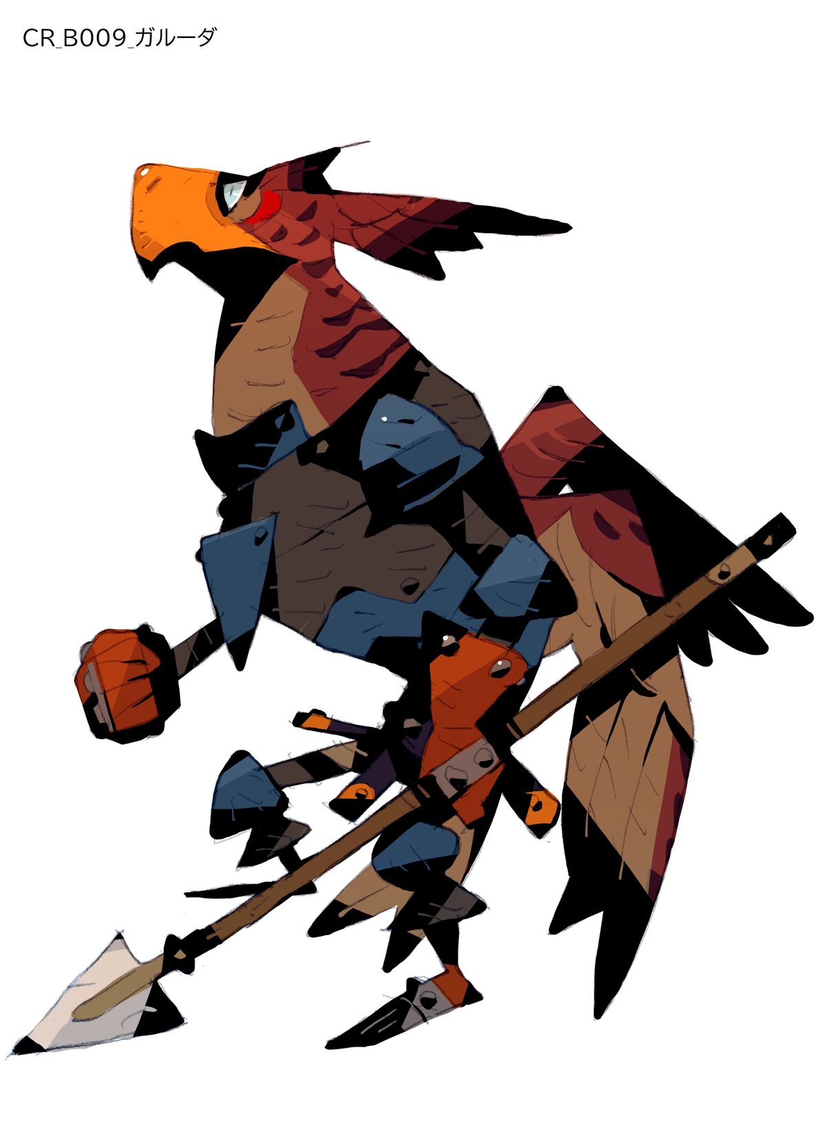 A bird-like character holding a pike