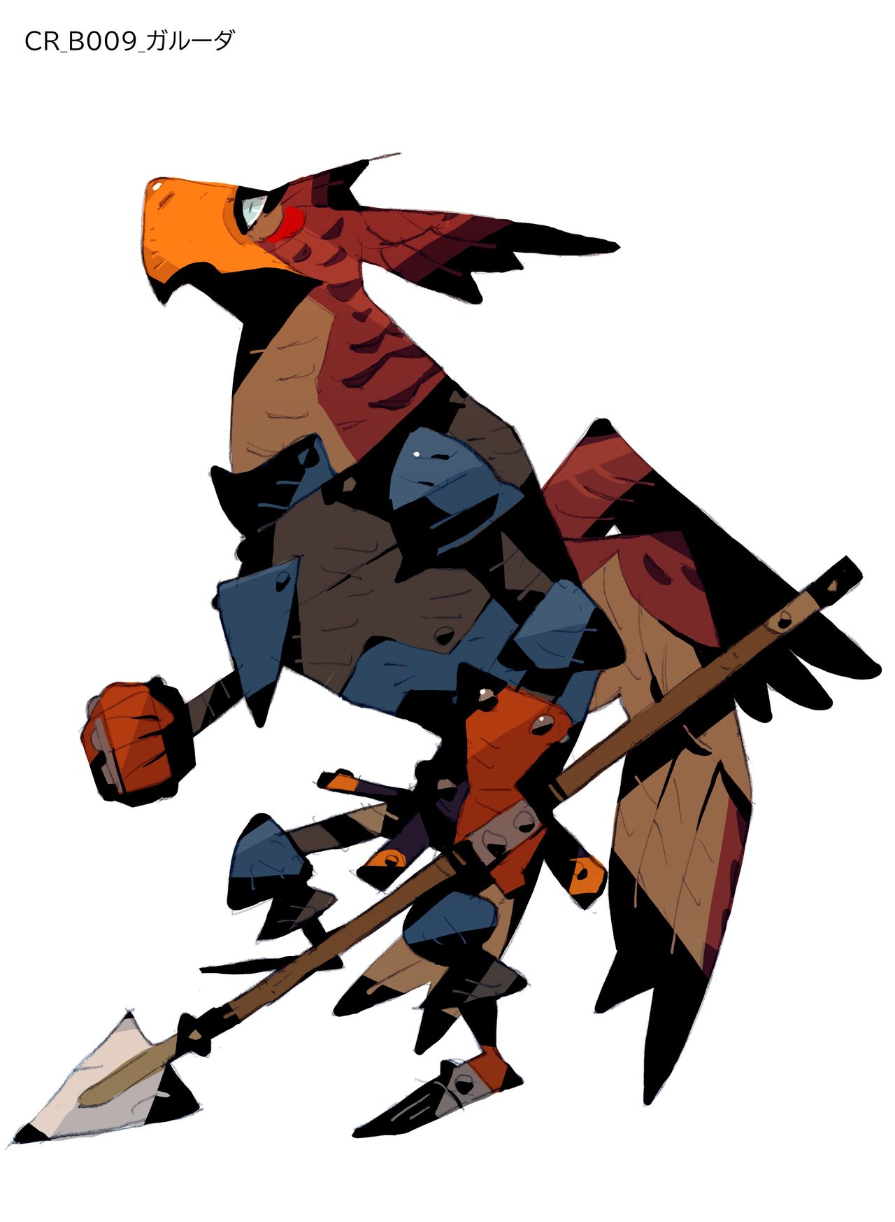 A bird-like character holding a pike