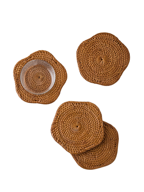 Tyna Rattan Coasters, Set of 4