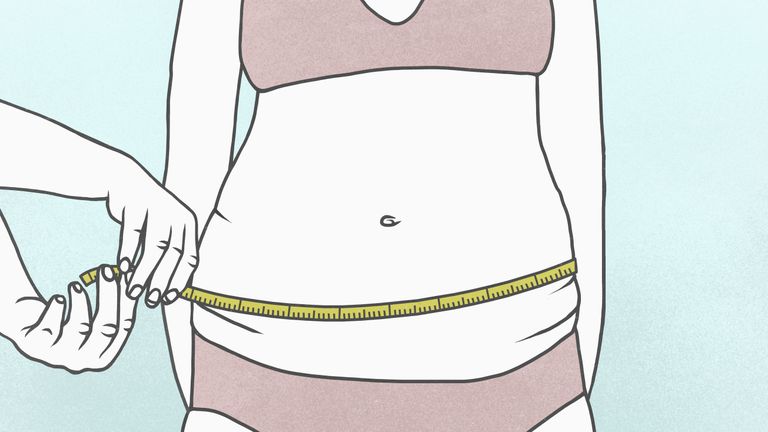 illustration of woman belly being measured 