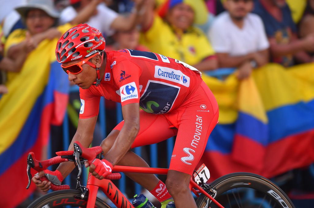 Nairo Quintana is cheered on by the Colombian fans during stage 21