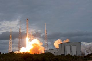 THAICOM 6 Falcon 9 GEO Transfer Mission Launch Behind Hangar
