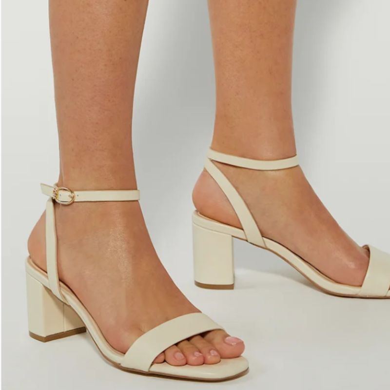 heeled ecru sandals