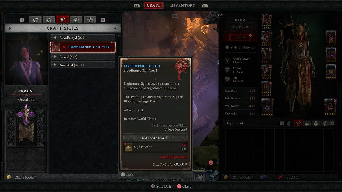 Diablo 4 Bloodforged Sigil crafting
