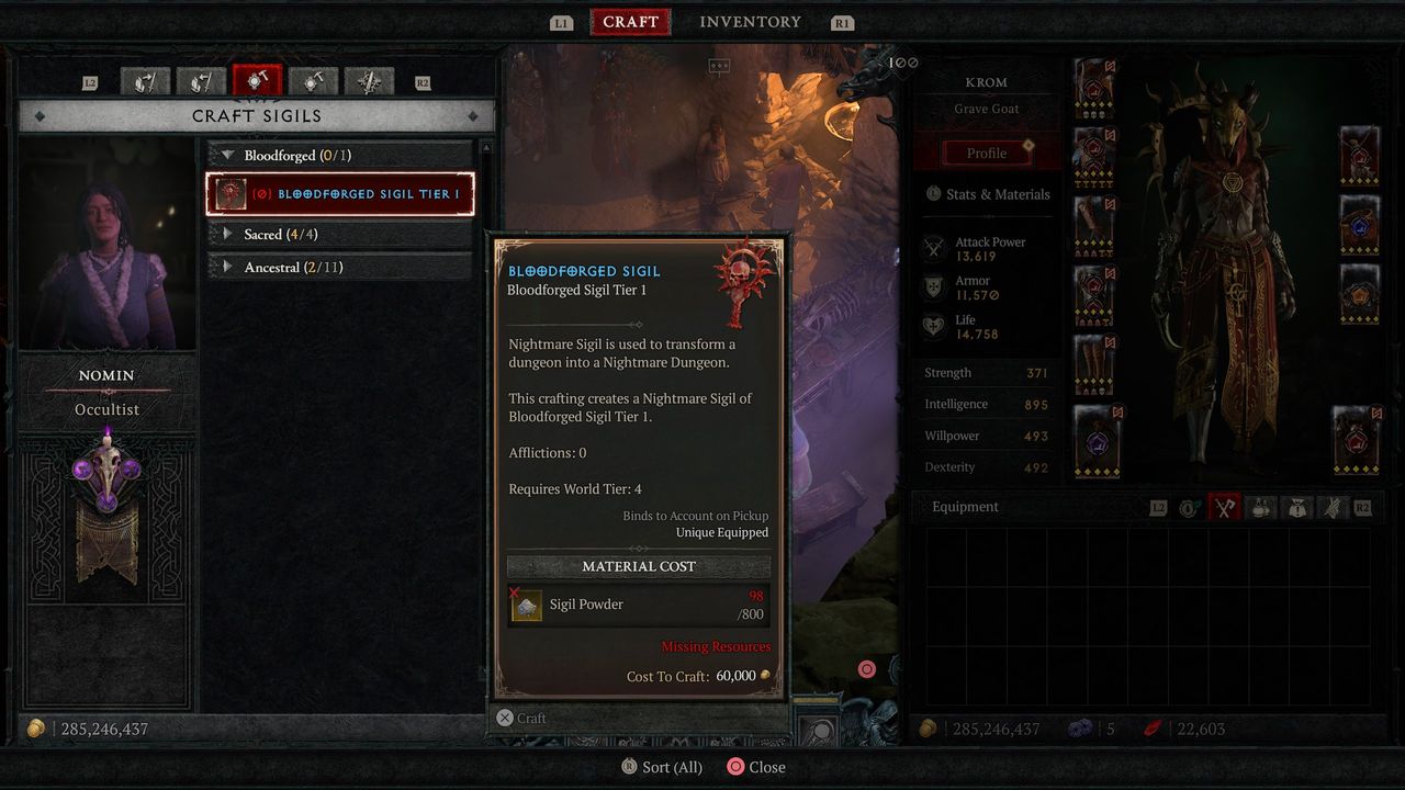 Diablo 4 Bloodforged Sigil crafting