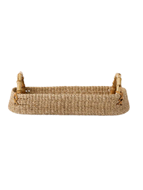 Abaca Tray With Bamboo Handles