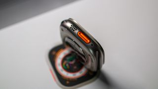 Close-up on Apple Watch Ultra Action button