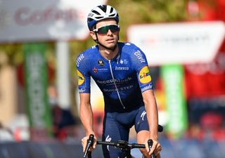 VILLANUEVA DE LA SERENA SPAIN AUGUST 27 James Knox of United Kingdom and Team Deceuninck QuickStep crosses the finishing line during the 76th Tour of Spain 2021 Stage 13 a 2037km stage from Belmez to Villanueva de la Serena lavuelta LaVuelta21 on August 27 2021 in Villanueva de la Serena Spain Photo by Stuart FranklinGetty Images