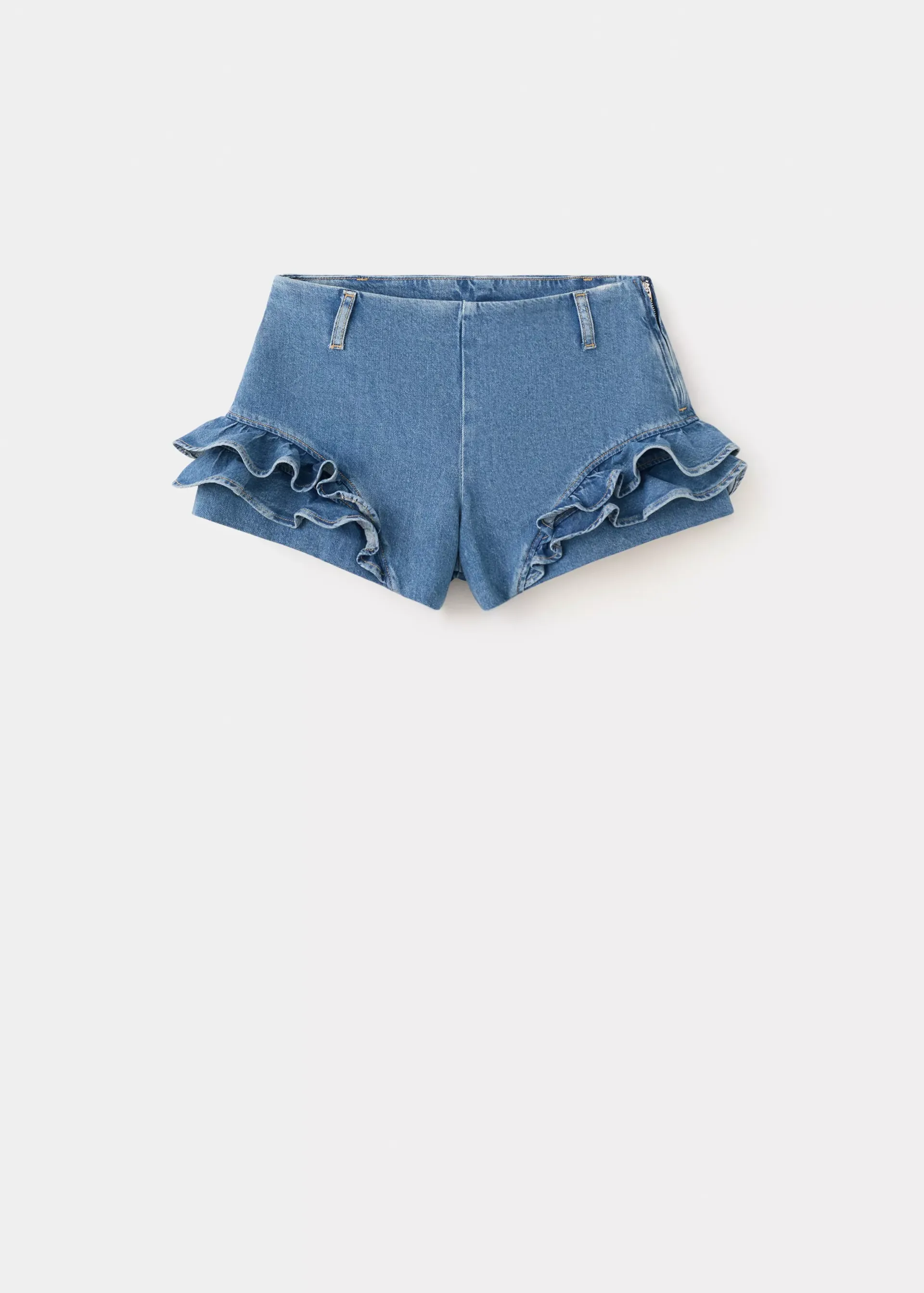 Ruffled Denim Mini Shorts - Women | Mango Usa