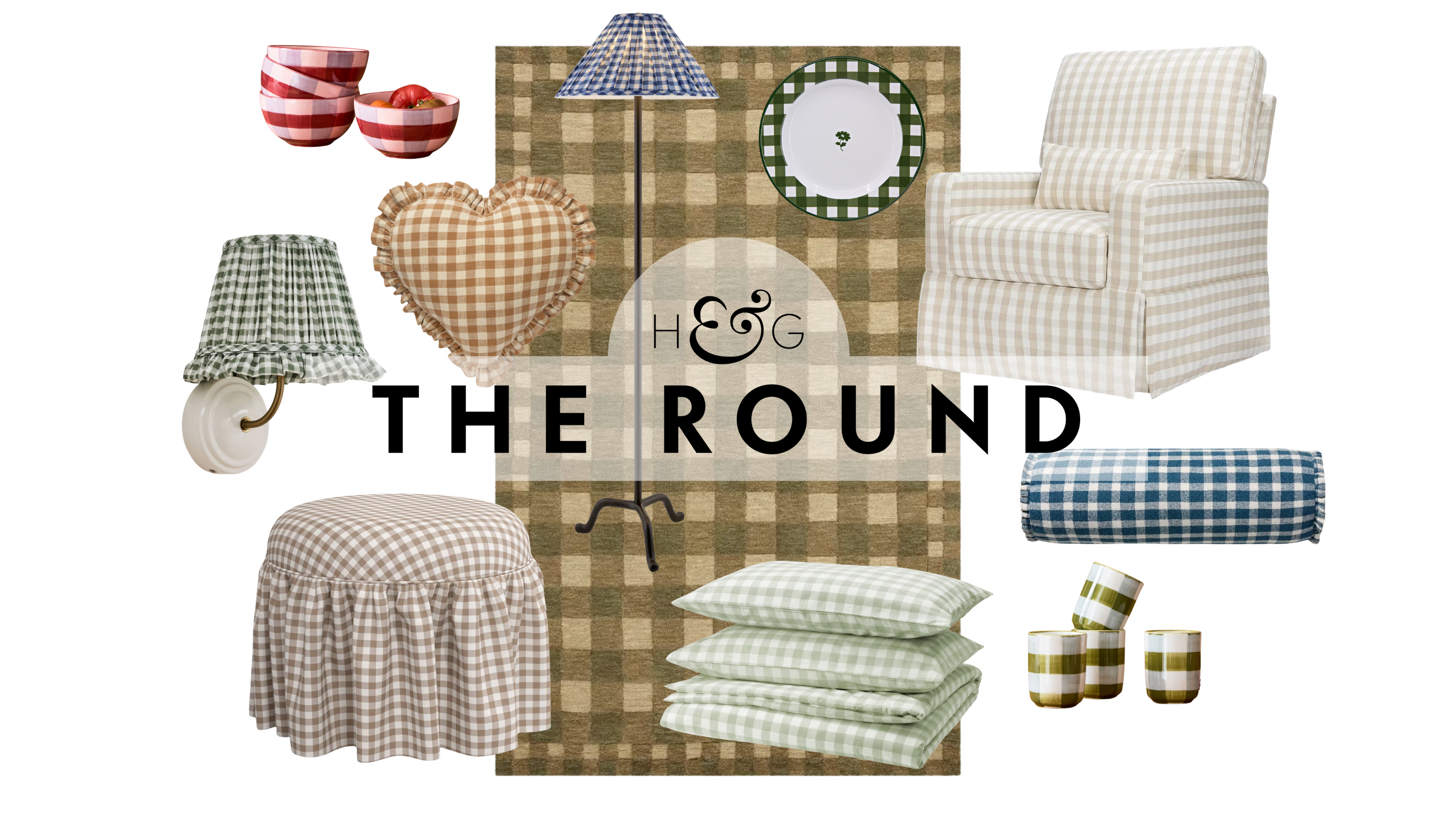 an assortment of gingham decor