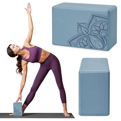 Gaiam Yoga Block - Supportive Latex-Free Eva Foam Soft Non-Slip Surface for Yoga, Pilates, Meditation (blue Shadow Point)