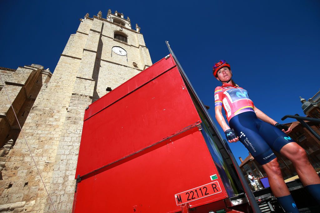 PALENCIA SPAIN SEPTEMBER 10 Annemiek Van Vleuten of Netherlands and Movistar Team Women Red Leader Jersey prior to the 8th Ceratizit Challenge By La Vuelta 2022 Stage 4 a 1604km stage from Palencia to Segovia 1005m CERATIZITChallenge22 UCIWWT on on September 10 2022 in Palencia Spain Photo by Gonzalo Arroyo MorenoGetty Images