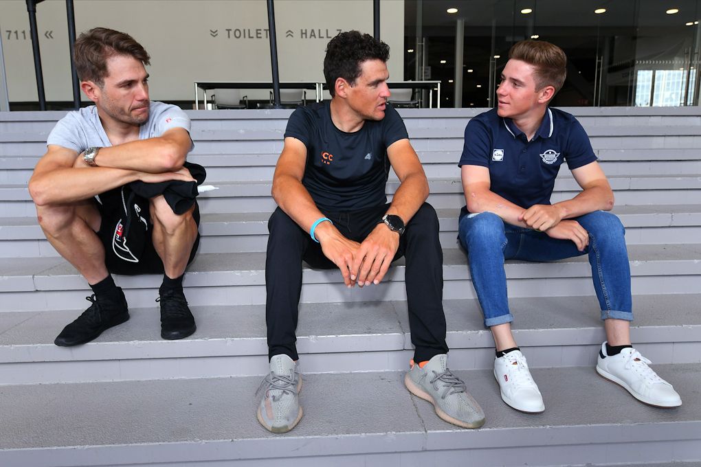 Remco Evenepoel, Greg Van Avermaet and Maxime Monfort