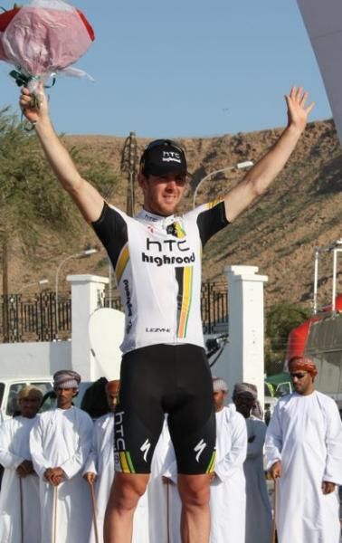 Matt Goss enjoys the applause after winning stage two of the Tour of Oman.